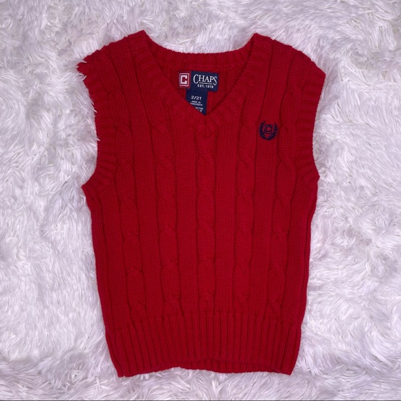 Chaps Toddler 2T Red Cable Knit Sweater Vest - Picture 2 of 4